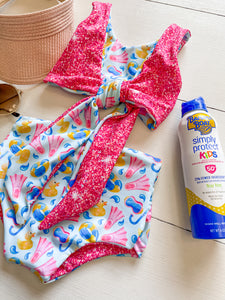 Snorkel and Flipper Baby Girl 2 Piece Reversible Swimsuit
