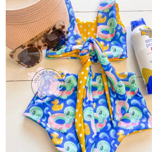 Rubber Ducky Reversible 2 Piece Baby Girl Swimsuit