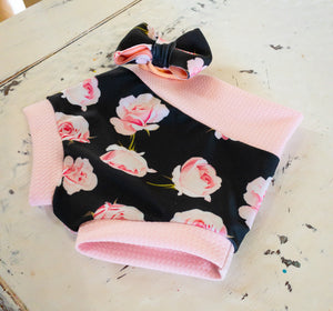 Pink Roses Baby Bummie Set