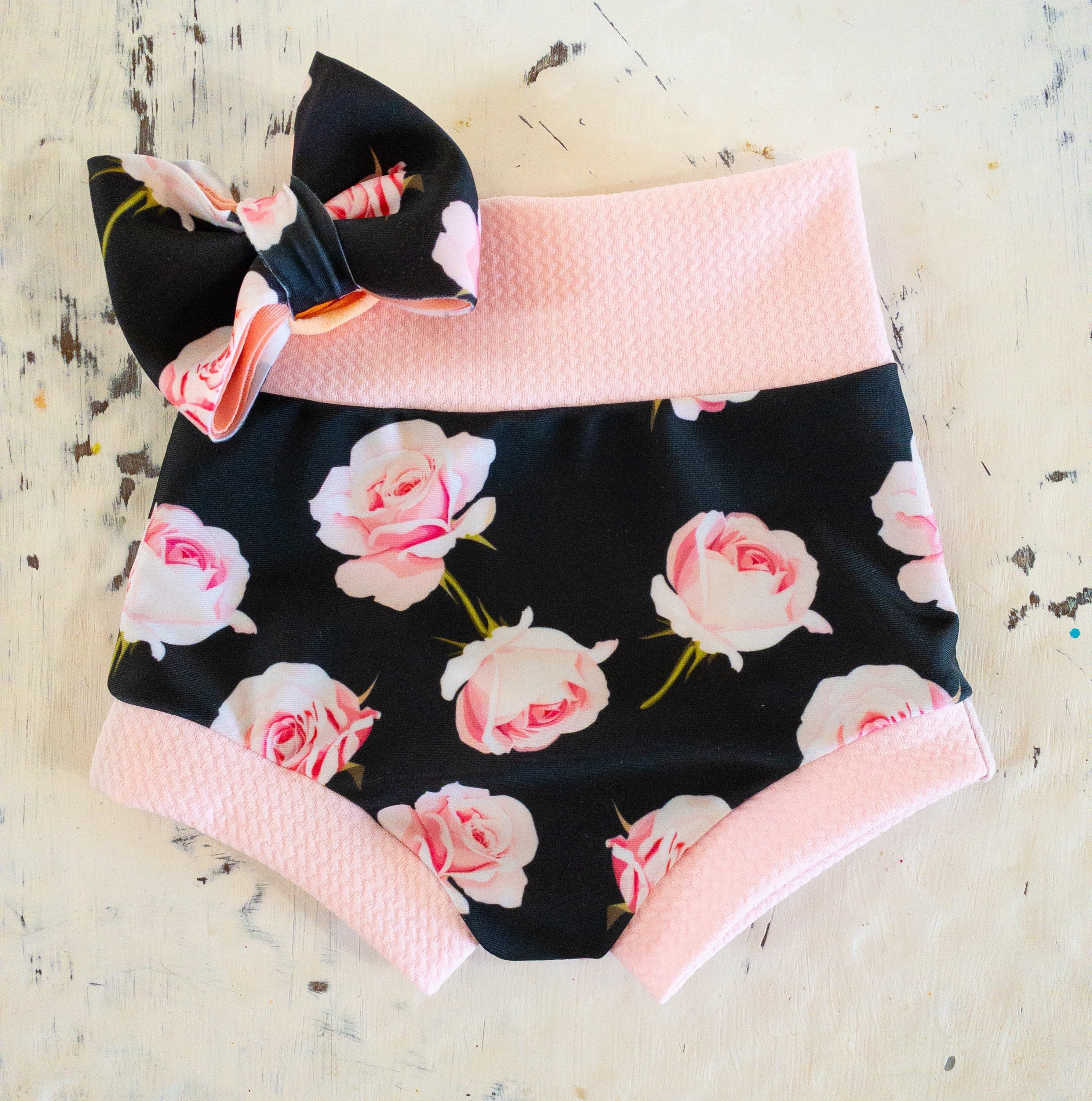 Pink Roses Baby Bummie Set