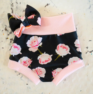Pink Roses Baby Bummie Set