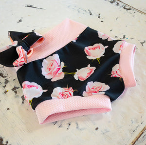 Pink Roses Baby Bummie Set