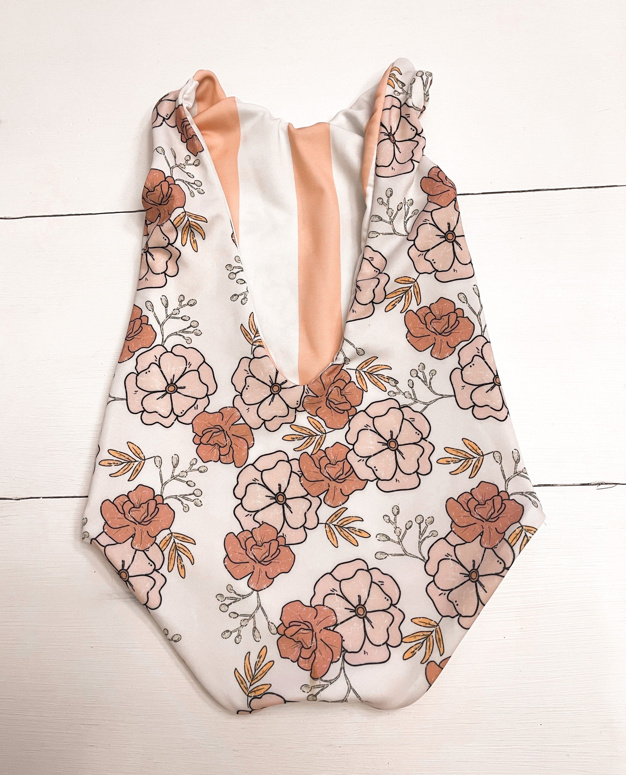 Boho Reversible Floral And Stripe One Piece Baby Swimsuit