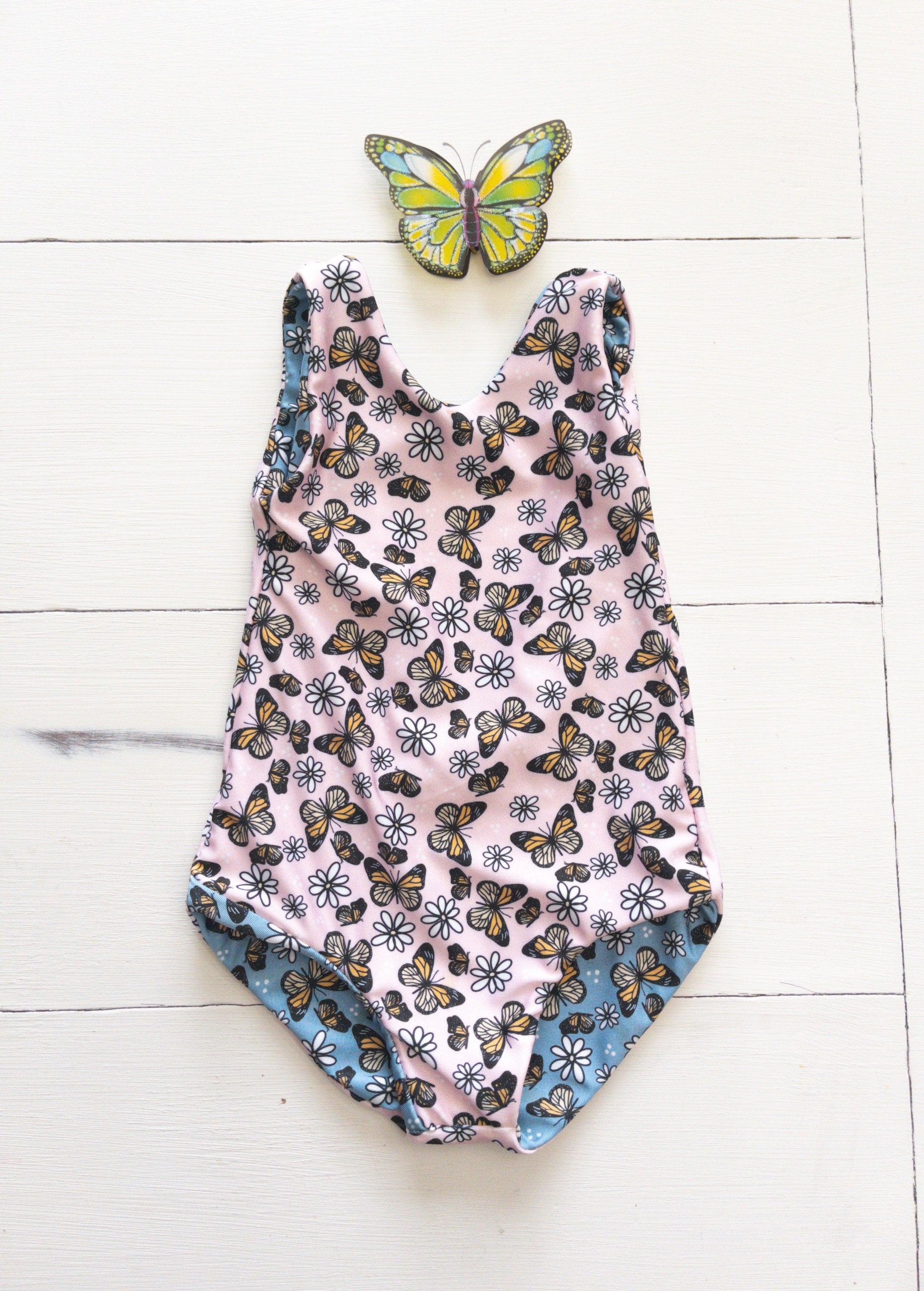Boho Butterflies Baby Girl Reversible One Piece Swimsuit