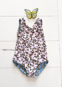 Boho Butterflies Baby Girl Reversible One Piece Swimsuit