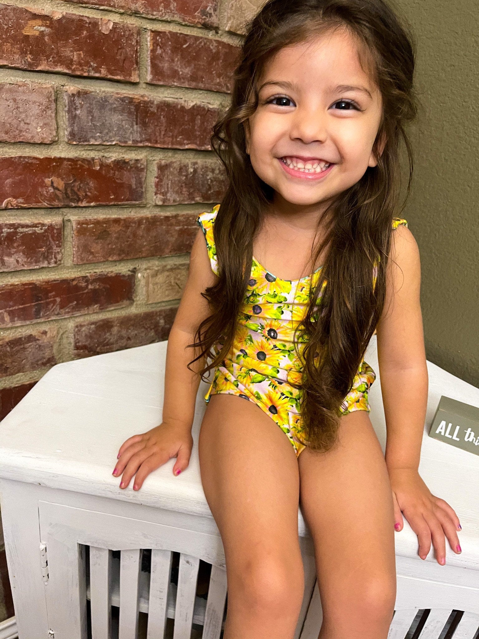 Sunflower Floral Reversible One Piece Swimsuit